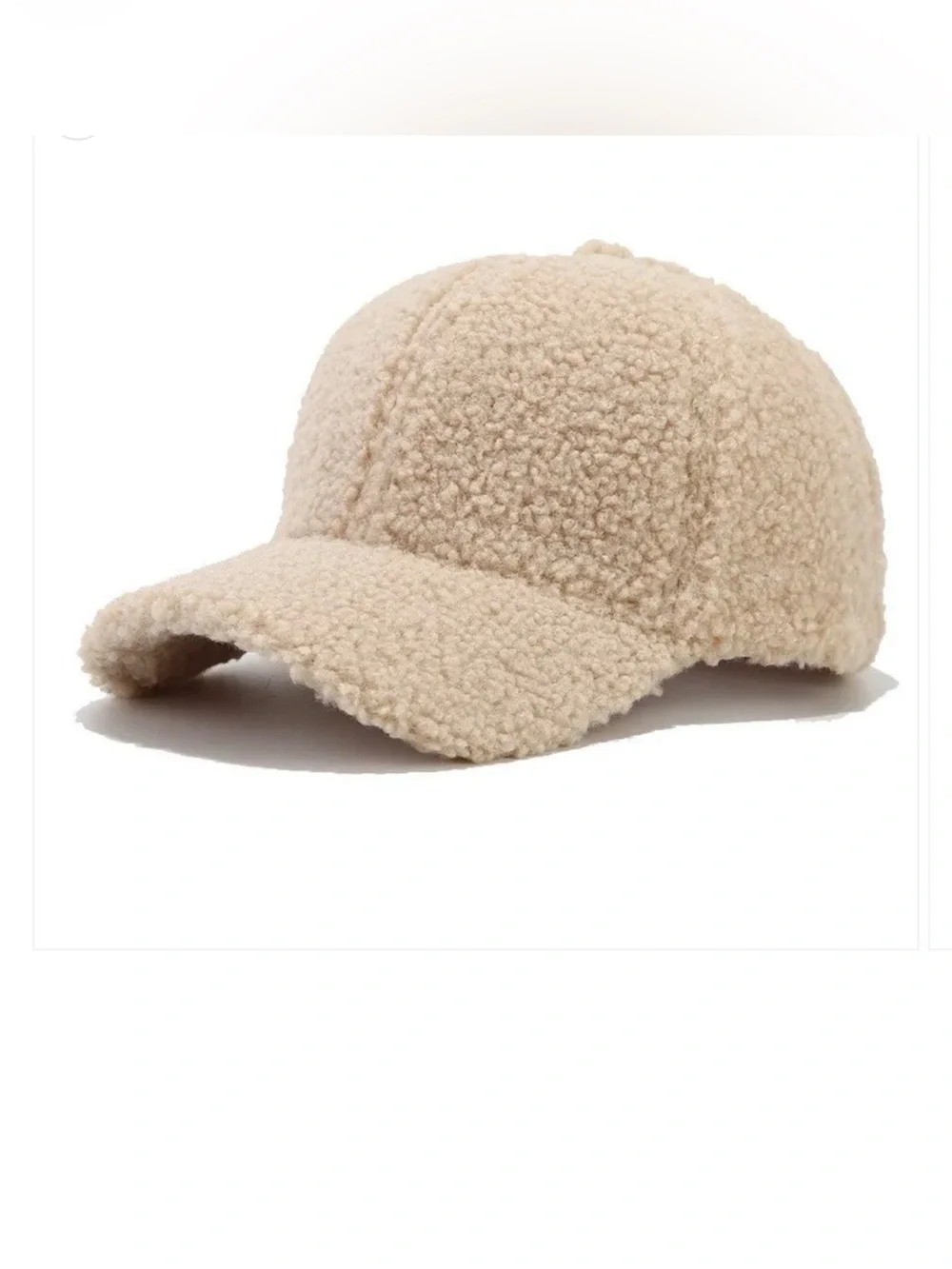 New Cozy Sherpa Baseball Cap - Cream